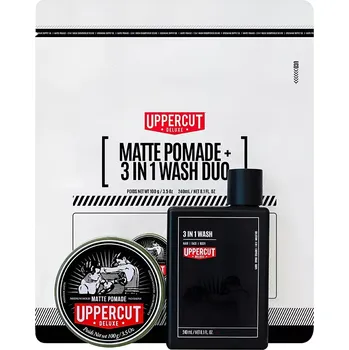 Kosmetická sada Uppercut Matte Pomade & 3in1 Wash Duo Kit - Dárková sada pro muže s matnou pomádou a mycím gelem