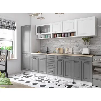 Kuchyňská linka Kuchyňská linka BIRGID 300cm - Bílá + popel