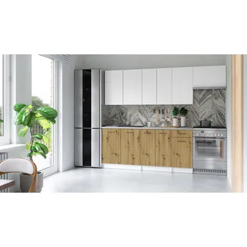 Kuchyňská skříňka Kuchyňská linka ALIMOS 240cm Bílá + dub artisan