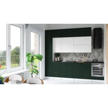 Kuchyňská skříňka Kuchyňská linka DAFNI 280cm Bílá + green