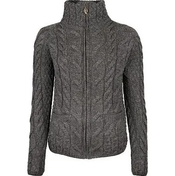 Dámský svetr Vlnka Dámský vlněný svetr Supersoft Merino na zip tmavě šedá velikost oblečení L