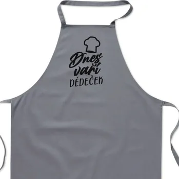 Kuchyňská zástěra Zástěra šedá Dnes vaří dědeček