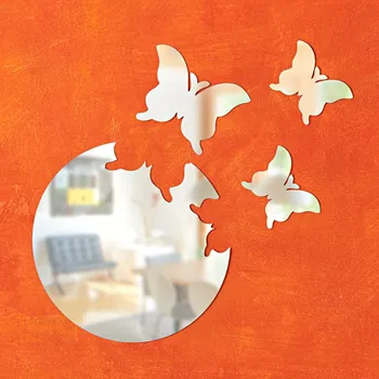 Samolepící dekorace 3Pagen 4dílná samolepka na zeď Motýli samolepka Průměr 26 cm, motýli 10 x 5 cm a 7 x 4 cm