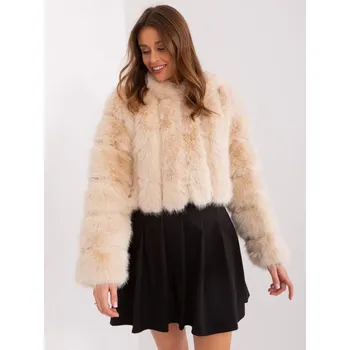 Dámský kabát Krátký kožešinový kabát Wool Fashion Italia béžový EU velikost: S/M