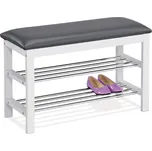 Botník s odkládacími policemi – dřevo, koženka, šedá Autronic