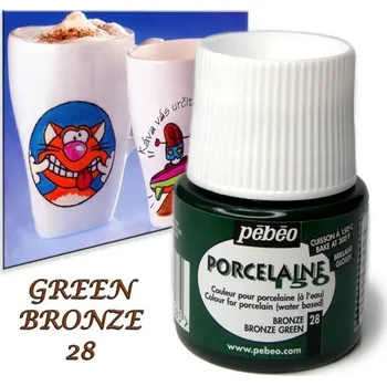 Speciální výtvarná barva Barva na porcelán vypalovací PORCELAIN 150-barva GREEN BRONZE č.28 objem 45ml.