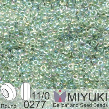 Korálek Korálky Miyuki Round 11/0. Barva 0277 Lime Lined Crystal AB. Balení 5g.