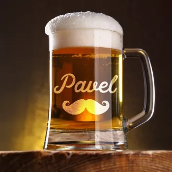 Sklenice Glass MUSTACHE - Pivní půllitr se jménem 660 ml