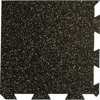 Venkovní dlažba Černo-žlutá gumová modulová puzzle dlažba (roh) FLOMA FitFlo SF1050 - 50 x 50 x 0,8 cm