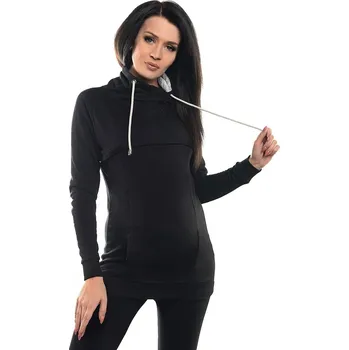 Těhotenská mikina Těhotenská a kojící mikina 3v1 Cowl Sweat černá bavlněná Velikost: S