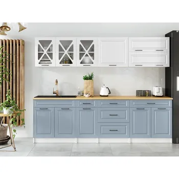 Kuchyňská linka Kuchyňská linka TURID 260cm - Bílá + denim