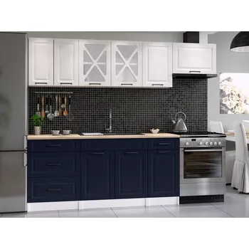 Kuchyňská linka Kuchyňská linka MARGID 240cm - Bílá + marine blue