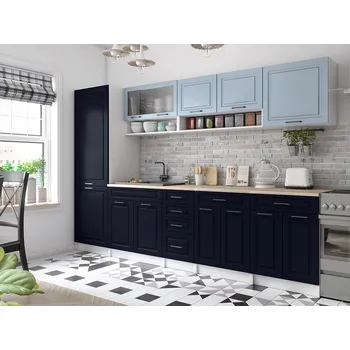 Kuchyňská linka Kuchyňská linka BIRGID 300cm - Denim + marine blue