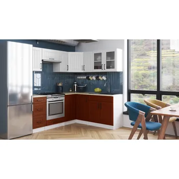 Kuchyňská linka Rohová kuchyňská linka ROTIZA CHOCO - Bílá + brick