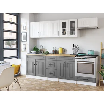 Kuchyňská linka Kuchyňská linka BERIZA CHOCO 240cm - Bílá + popel