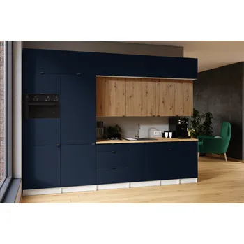 Kuchyňská skříňka Kuchyňská linka JANISA 320cm Marine blue + dub artisan