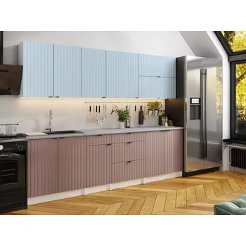 Kuchyňská skříňka Kuchyňská linka PEREA 260cm Denim + Kobe