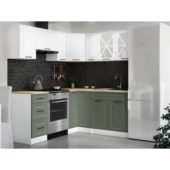 Kuchyňská linka Rohová kuchyňská linka ASTRID 190x170cm - Bílá + olive