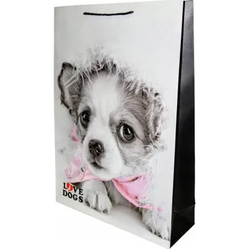 Dárková taška DÁRKOVÁ DÁRKOVÁ TAŠKA "MILUJI PSY" 4 VEL M 32X26X10cm