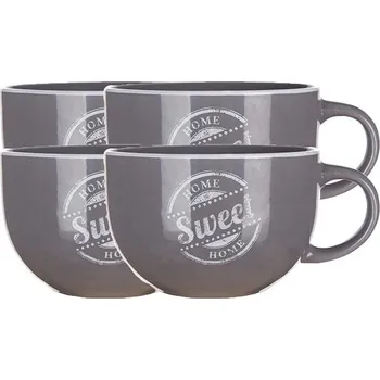 BANQUET Hrnek keramický jumbo SWEET HOME 730 ml, šedý, 4ks