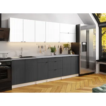 Kuchyňská skříňka Kuchyňská linka PEREA 260cm Bílá + grafit