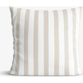 Povlak na dekorativní polštářek Bavlněný povlak na polštář - Latte proužky 45 x 45 cm
