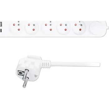 Přívěs Prodlužovací kabel 5x zásuvka + USB, 3m