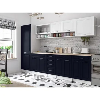 Kuchyňská linka Kuchyňská linka BIRGID 300cm - Bílá + marine blue