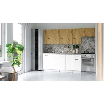 Kuchyňská skříňka Kuchyňská linka ALIMOS 240cm Dub artisan + bílá