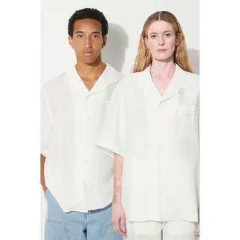 Pánská košile Lněná košile Pangaia DNA Linen Camp Collar Shirt, M, bílá, 00X