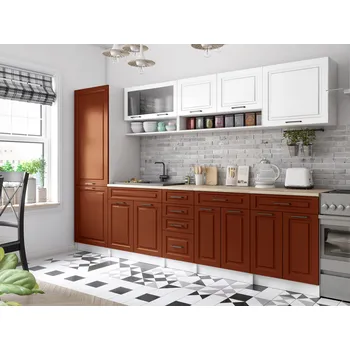 Kuchyňská linka Kuchyňská linka BIRGID 300cm - Bílá + brick