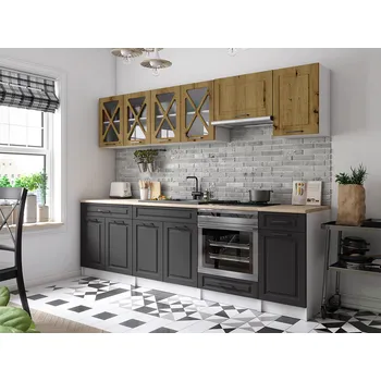 Kuchyňská linka Kuchyňská linka GERTRID 260cm - Dub artisan + grafit