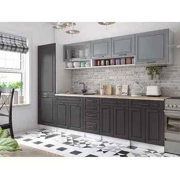 Kuchyňská linka Kuchyňská linka BIRGID 300cm - Popel + grafit