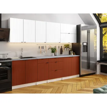 Kuchyňská skříňka Kuchyňská linka PEREA 260cm Bílá + brick