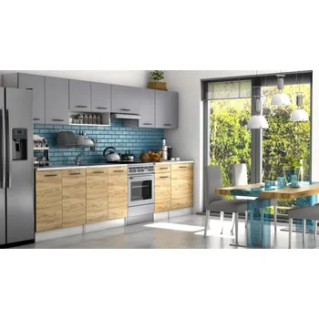 Kuchyňská linka Kuchyňská linka LUIZA II 320x260 - Grafit + dub artisan