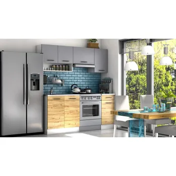 Kuchyňská linka Kuchyňská linka LUIZA II 180x120 - Grafit + dub artisan