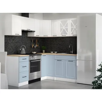Kuchyňská linka Rohová kuchyňská linka ASTRID 190x170cm - Bílá + denim