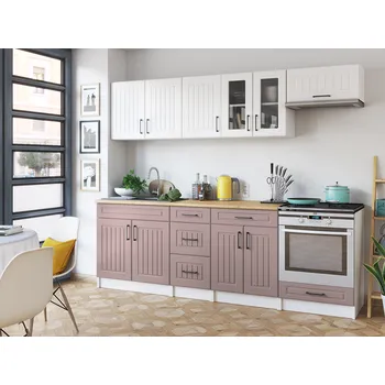 Kuchyňská linka Kuchyňská linka BERIZA CHOCO 240cm - Bílá + kobe