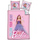 DĚTSKÉ LOŽNÍ POVLEČENÍ BARBIE 100X135 CM, 1 KS 40X60 CM VZOROVANÉ