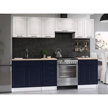 Kuchyňská linka Kuchyňská linka INGRID 240cm - Bílá + marine blue
