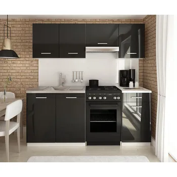 Kuchyňská linka Kuchyňská linka LUIZA 180 cm Černý lesk