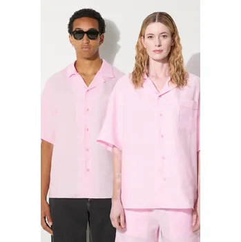 Dámská košile Lněná košile Pangaia DNA Linen Camp Collar Shirt, S, růžová, 30X