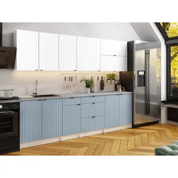 Kuchyňská skříňka Kuchyňská linka PEREA 260cm Bílá + denim