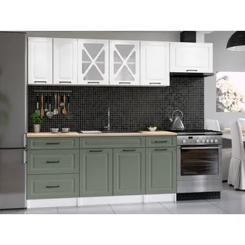 Kuchyňská linka Kuchyňská linka MARGID 240cm - Bílá + olive