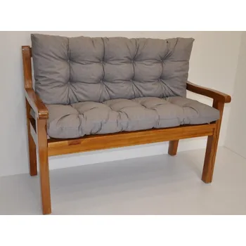 Zahradní lavice Lavička TEAKOVÁ 150 cm polstr šedý melír