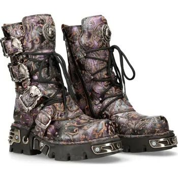 Pánská zimní obuv boty kožené unisex - VINTAGE FLOWER LILA - NEW ROCK - M.391-S5