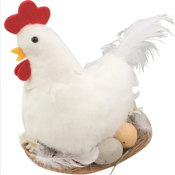 Velikonoční dekorace Slepička plyšová bílá 19 cm