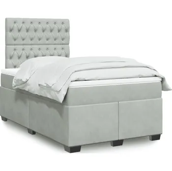 Postel vidaXL Box spring postel s matrací 120x190 cm samet [3290868] Barva: světle šedá