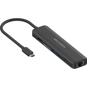 USB hub AlzaPower USB-C Dock Station 7v1 (140W) černá
