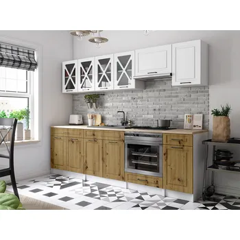 Kuchyňská linka Kuchyňská linka GERTRID 260cm - Bílá + dub artisan